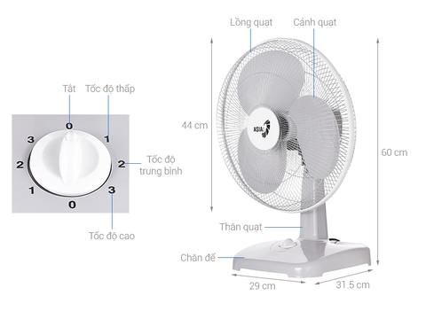 Quạt bàn Asia B16001-XV1