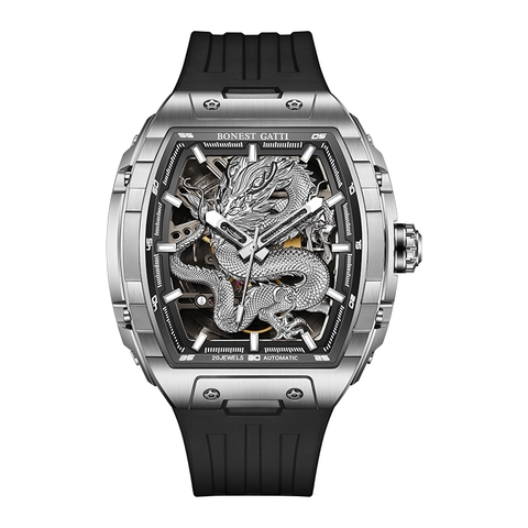 ĐỒNG HỒ NAM BONEST GATTI BG5605G.C CHÍNH HÃNG RỒNG TRẮNG DRAGON GHOST STAR SILVER
