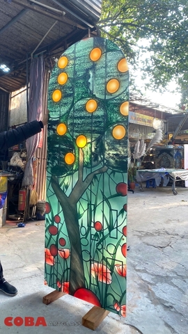 Kính điêu khắc nghệ thuật ứng dụng ô cửa sổ Coba Artglass