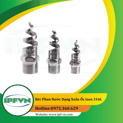 Béc phun nước dạng xoắn ốc inox 316L