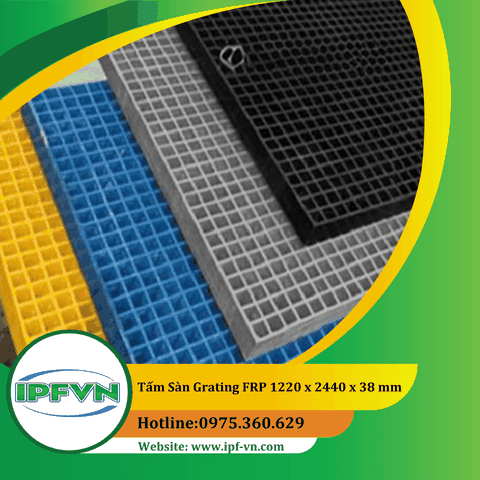 Tấm sàn grating FRP 1220 x 2440 x 38 mm