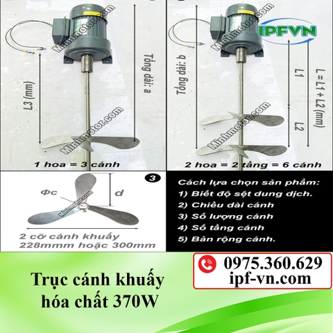 Trục cánh khuấy hóa chất 370W