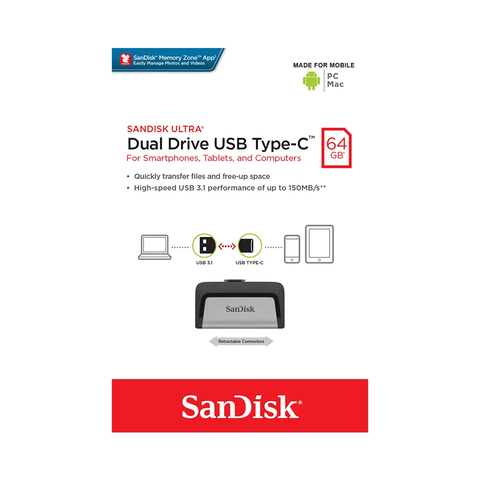 USB Sandisk Ultra Dual OTG Type-C USB 3.1 DDC2 64GB SDDDC2-064G-G46