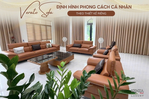 Bộ Sofa Da Bò May Đo Theo Gu, Làm Sáng Bừng Không Gian Sống