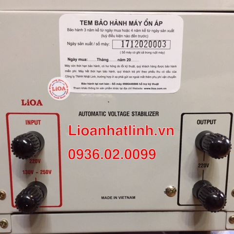 Lioa 2kva dải 130v~ 250v