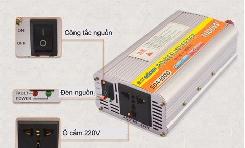 kích điện ,máy đổi điện 12v lên 220 v  1000 va