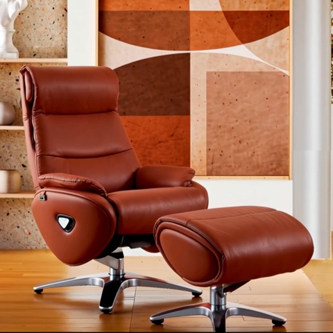 Ghế Sofa đơn thư giãn  chỉnh cơ thông minh da bò Italia nhập khẩu ASTRO-139 màu đỏ