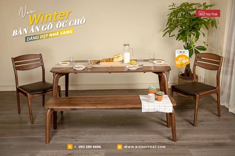 Bàn Ăn 100% Gỗ Óc Chó tự nhiên Winter