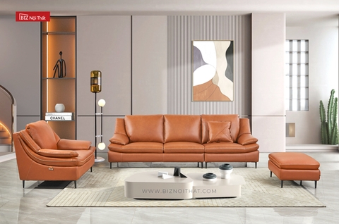 Sofa Văng chất liệu da bò Ý nhập khẩu Divano S-899 dài 2,7m màu camel