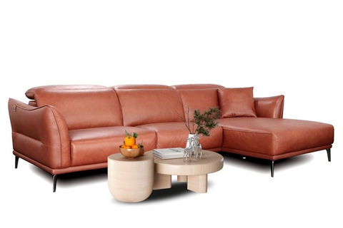 Bộ Ghế Sofa Góc chất liệu da bò Ý nhập khẩu Divano L689 màu Camel
