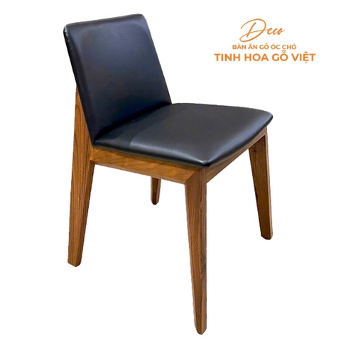 Ghế ăn gỗ óc chó da màu đen Deco