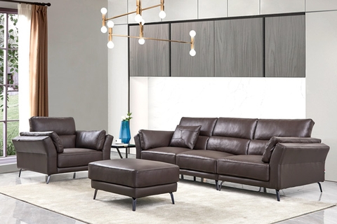 Ghế Sofa Văng chất liệu da bò Ý nhập khẩu Divano S-808 màu Nâu Dark Brown