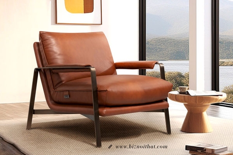 Ghế Arm chair thư giãn da thật italy Coco nhập khẩu