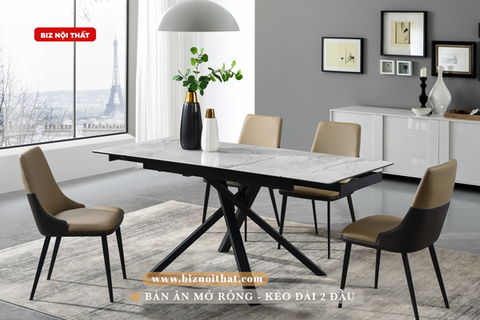 Bàn ăn thông minh kéo dài từ 1,2m đến 1,8m mặt đá Ceramic-1914