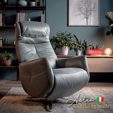 Ghế Sofa thông minh massage da bò thật ASTRO-288 màu xám