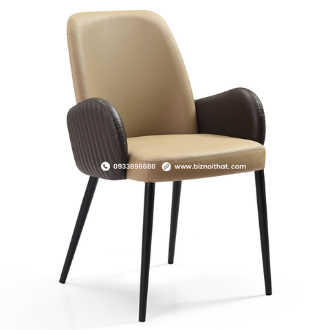 Ghế ăn bằng da nhập khẩu DC23554B pha màu Nâu và Kem