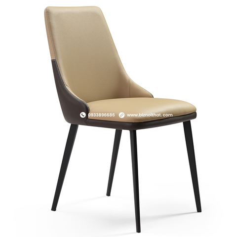 Ghế ăn bằng da nhập khẩu DC19106G pha màu Nâu và Kem