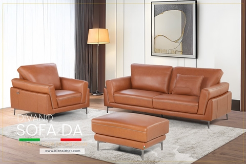 Bộ Sofa Văng chất liệu da bò Ý nhập khẩu Divano S688  dài 2,16m màu camel