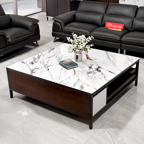 Bàn Trà Vuông Mặt Gốm V19149S màu vân đá cao cấp nhập khẩu