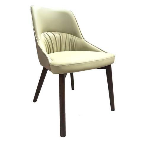 Ghế ăn da cao cấp DF2238 màu kem nhập khẩu chân gỗ sồi