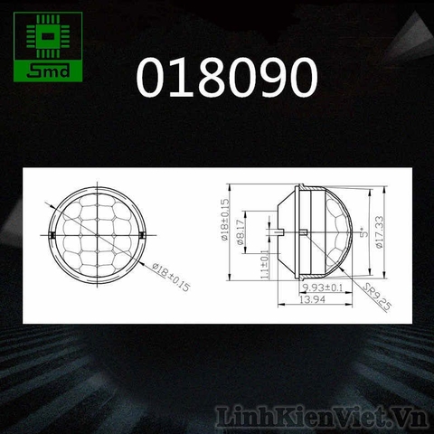 Đầu chụp cảm biến PIR 018090 trắng (17.8*13.94mm) pir fresnel lens 018090