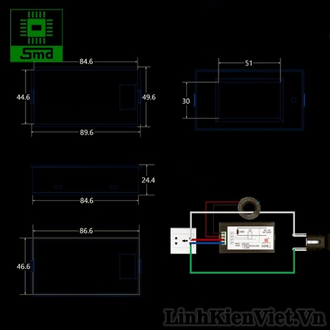 Công tơ điện tử AC 100A (PZEM-061)