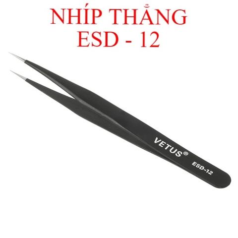 Nhíp gắp linh kiện ESD ( Màu đen) - ESD - 12 Thẳng