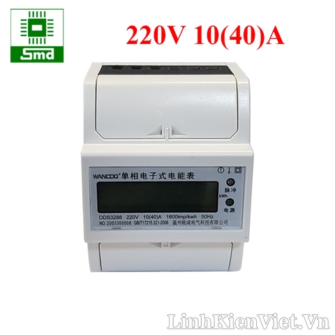 Công tơ điện tử 1 pha DDS3288 220V 10(40)A đo công suất điện năng tiêu thụ