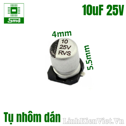 Tụ nhôm 10uF 25V 4x5.5mm