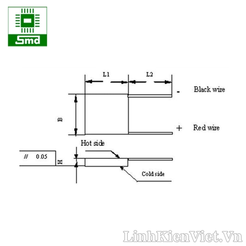 Chíp nhiệt Peltier TEC1-12709(40mmx40mmx3.5mm)
