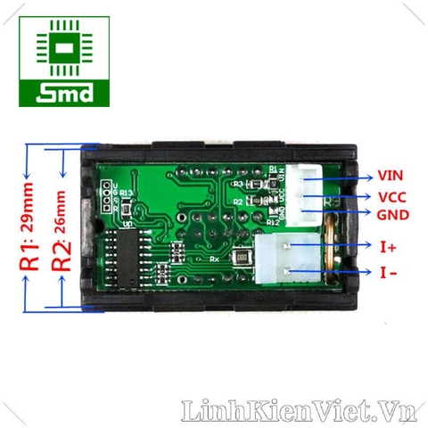 Đồng hồ led đo dòng, áp (0-100V 50A) (Không trở Shunt)