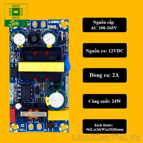 Module nguồn xung 24W AC-DC (12V-2A)