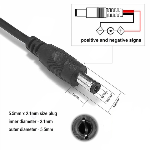Jack DC Loại Thường Không Khóa màu đen nối nhanh kèm dây dài 13cm