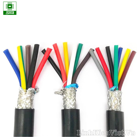 Dây điện RVVP2 Chống nhiễu đen tròn nhiều lõi chất liệu đồng 100% loại tố
