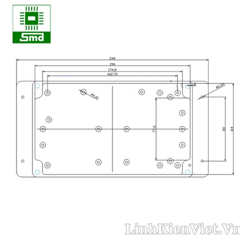 Hộp nhựa 200x120x75mm Có Tai