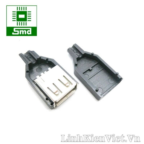 Chân USB cái Type A (có vỏ nhựa)