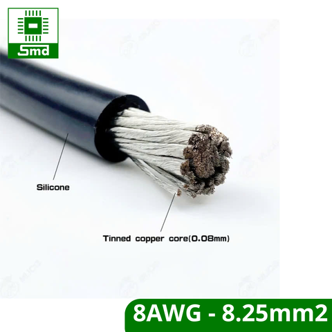 8AWG - Dây Silicon Đen chịu nhiệt loại to(8AWG - 8.25mm2) chống cháy, chịu dòng cao