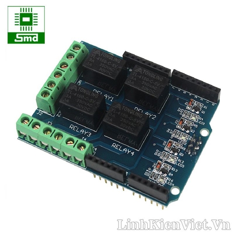 Module Arduino 4 Relays 5V Shield. Shield 4 relay 5V cho arduino