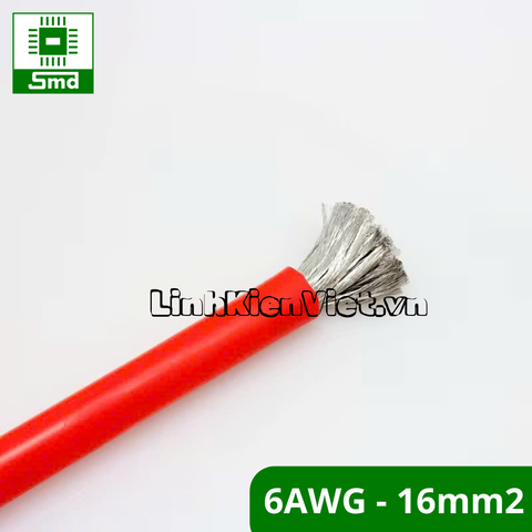 Dây Silicon đỏ chịu nhiệt loại to(6AWG - 16mm2) chống cháy, chịu dòng cao