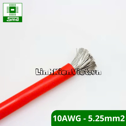 Dây Silicon đỏ chịu nhiệt loại to(10AWG - 5.25mm2) chống cháy, chịu dòng cao