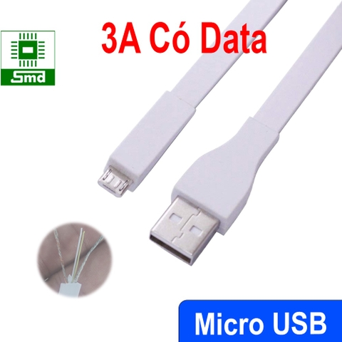 Dây Cáp sạc dẹt micro USB dài 60cm, dòng sạc 3A truyền dữ liệu