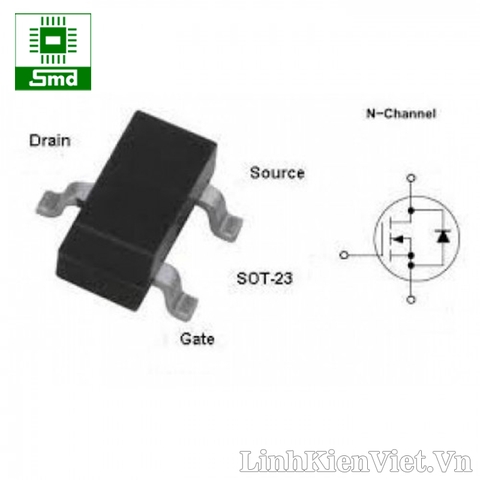 2N7002 N Channel mosfet 210mA - 60V SOT-23