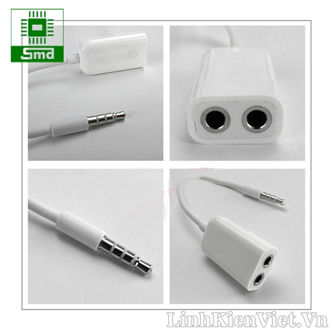 Cáp chia audio 3.5mm ra hai đầu cái [Loại 2]