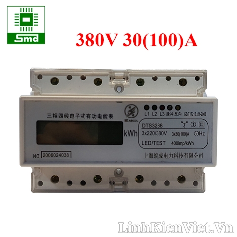 Công tơ điện tử 3 pha DDS3288 380V 30(100)A đo công suất điện năng tiêu thụ