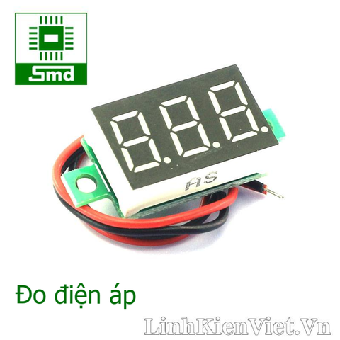 0.36 inch (2 dây) - Xanh lá (Green) Đồng hồ Vôn Kế Kỹ Thuật Số Mini 0-30V