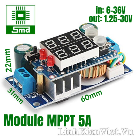 Mạch MPPT 5A có hiển thị - Mạch sạc pin năng lượng mặt trời