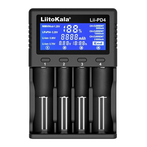 Sạc LiitoKala Lii-PD4, sạc thông minh và đo dung lượng pin.