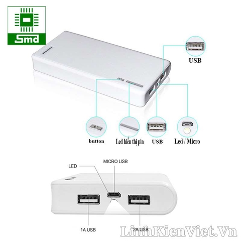 Box sạc dự phòng 18650 loại 4 cell pin