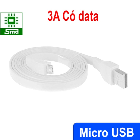 Dây Cáp sạc dẹt micro USB dài 60cm, dòng sạc 3A truyền dữ liệu