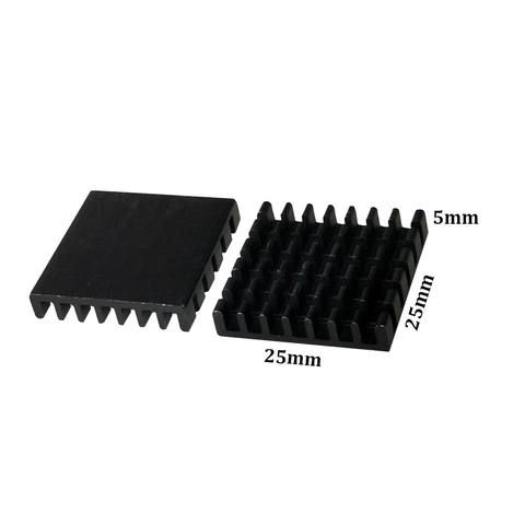 Nhôm tản nhiệt 25x25x5mm (Màu đen)